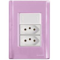 Cj Interruptor E Duas Tomadas 10a E 20a Giz Rosa Tramontina Completo Pronto Tramontina - 1