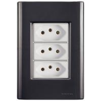 Cj Três Tomadas Tripla 10a Giz Grafite Tramontina Completo Pronto Tramontina - 1