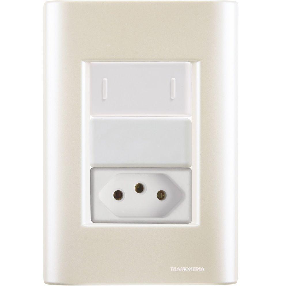 Cj Interruptor E Tomada 10a Giz Pérola Tramontina Completo Pronto Tramontina - 1