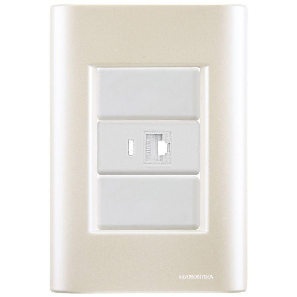 Cj Tomada Rj45 Rj 45 Ethernet Giz Pérola Tramontina Completo Pronto Tramontina - 1