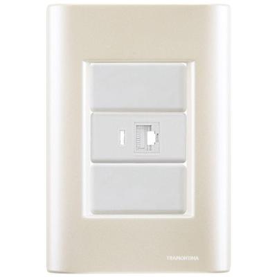 Cj Tomada Rj45 Rj 45 Ethernet Giz Pérola Tramontina Completo Pronto Tramontina