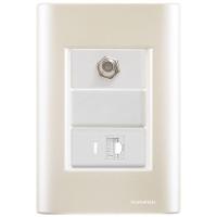 Cj Tomadas Rj45 Ethernet + Tv Coaxial Giz Pérola Tramontina Completo Pronto Tramontina - 1