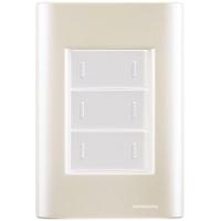 Cj Placa Três Interruptor Triplo Giz Pérola Tramontina Completo Pronto Tramontina - 1