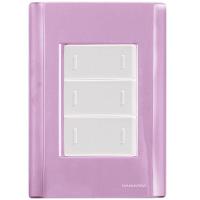 Cj Placa Três Interruptor Triplo Giz Rosa Tramontina Completo Pronto Tramontina - 1