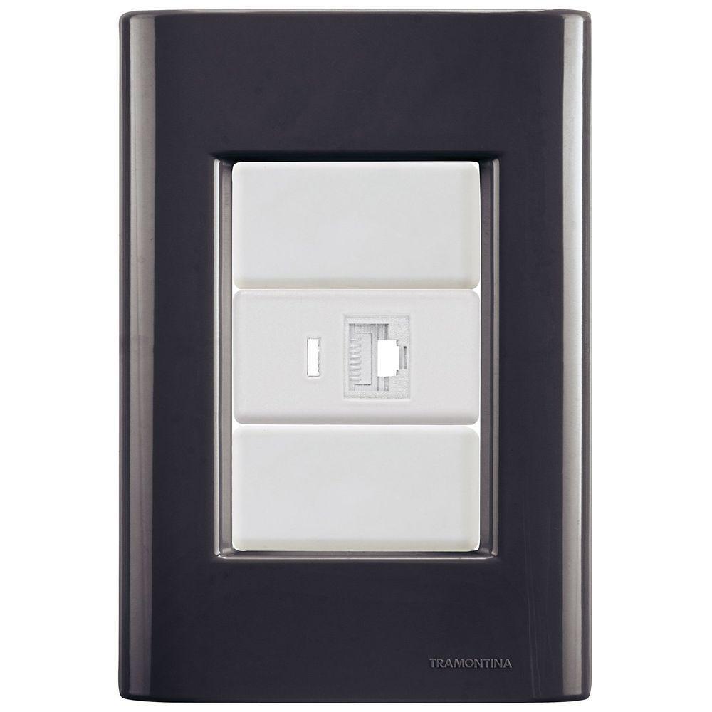 Cj Tomada Rj45 Rj 45 Ethernet Giz Grafite Tramontina Completo Pronto Tramontina - 1