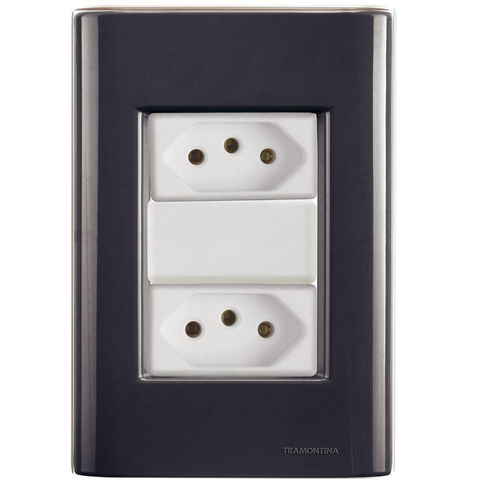 Cj Duas Tomadas Dupla 10a Giz Grafite Tramontina Completo Pronto Tramontina - 1