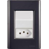 Cj Interruptor E Tomada 10a Giz Grafite Tramontina Completo Pronto Tramontina - 1