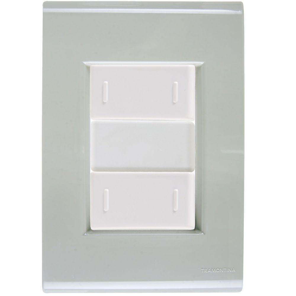 Cj Placa Dois Interruptor Duplo Liz Verde Ardósia Tramontina Completo Pronto Tramontina - 1