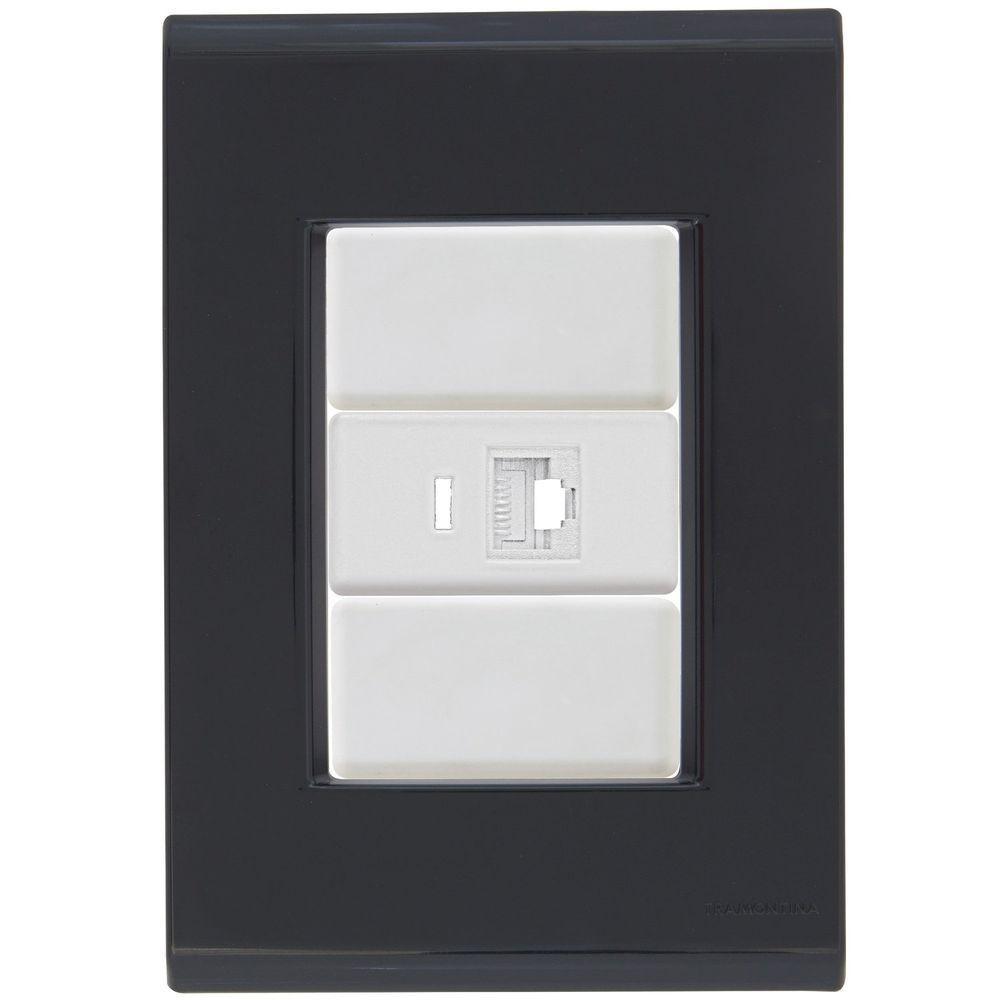 Cj Tomada Rj45 Rj 45 Ethernet Liz Grafite Tramontina Completo Pronto Tramontina - 1