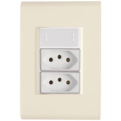 Cj Interruptor E Duas Tomadas 10a E 20a Liz Bege Tramontina Completo Pronto Tramontina