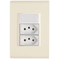 Cj Interruptor E Duas Tomadas 10a E 20a Liz Bege Tramontina Completo Pronto Tramontina - 1