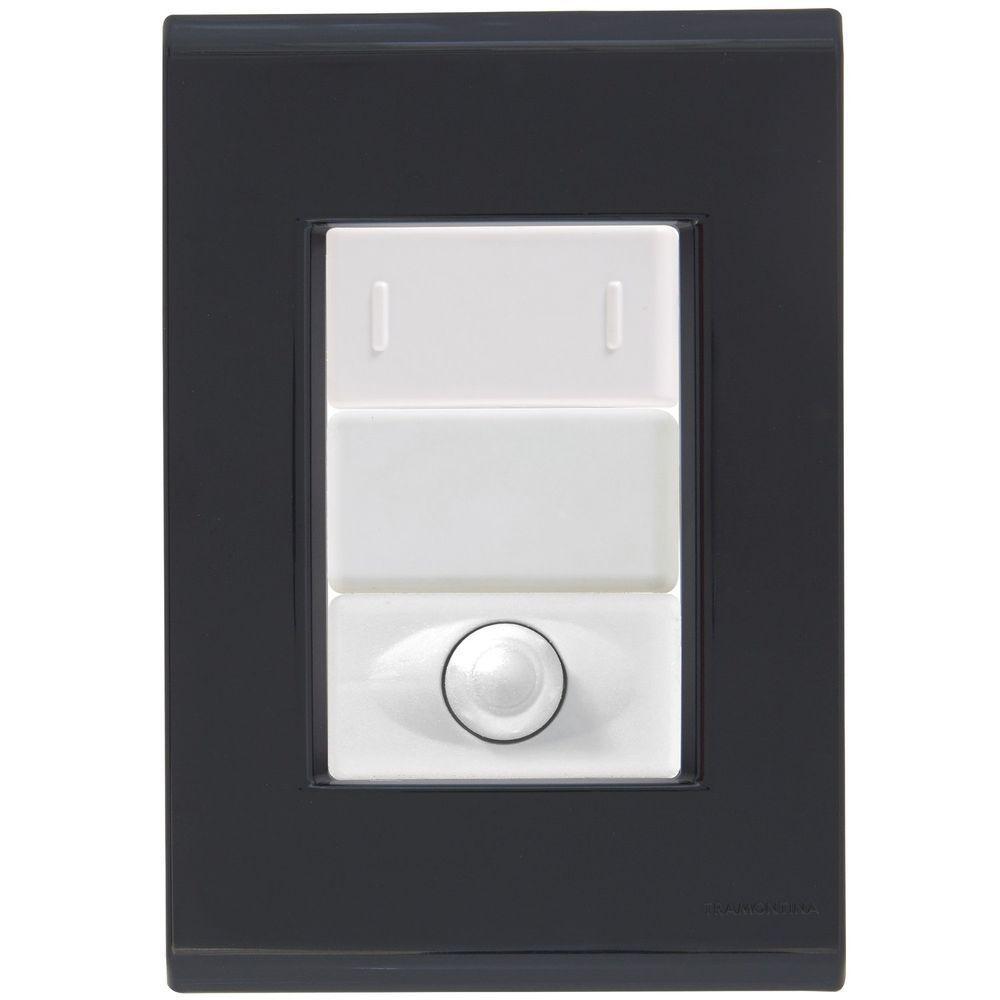 Cj Interruptor Paralelo + Dimmer Ajustável Liz Grafite Tramontina Completo Pronto Tramontina - 1
