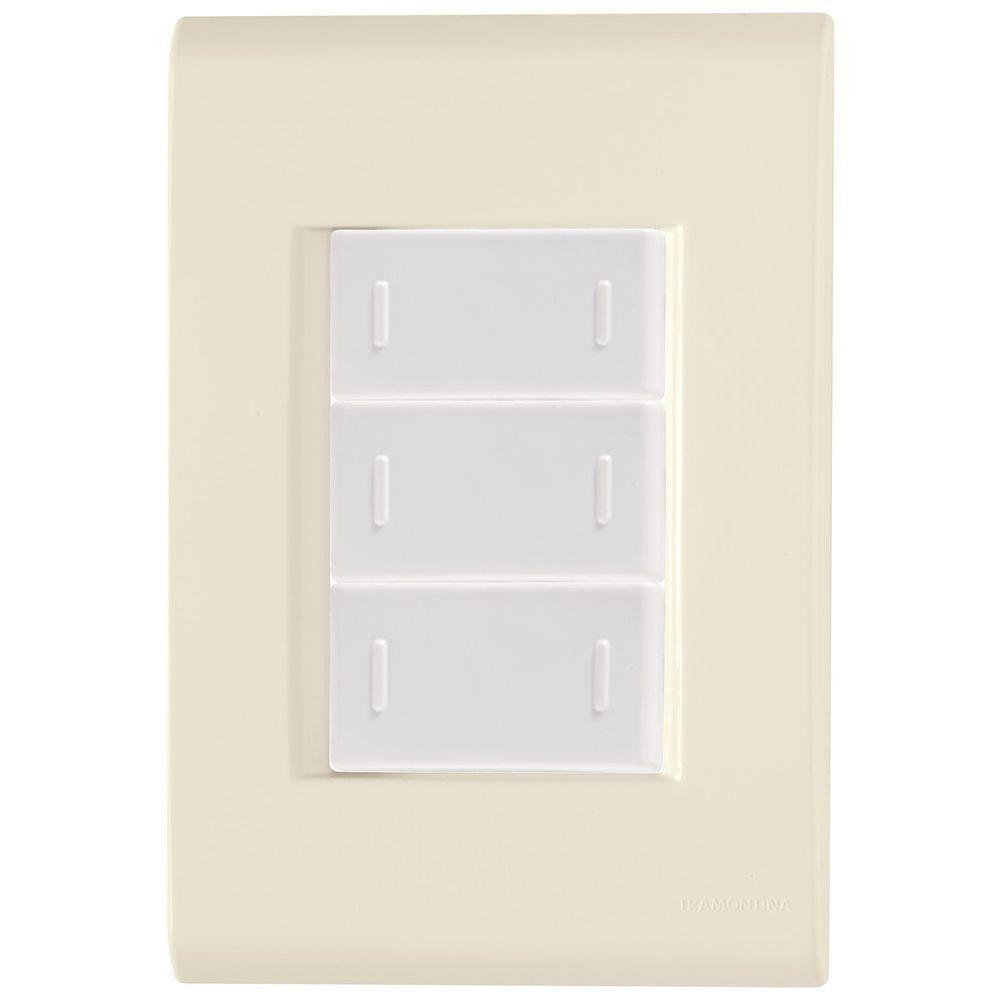 Cj Placa Três Interruptor Triplo Liz Bege Tramontina Completo Pronto Tramontina - 1