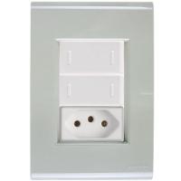 Cj Dois Interruptor Duplo E Tomada 20a Liz Verde Ardósia Tramontina Completo Pronto Tramontina - 1