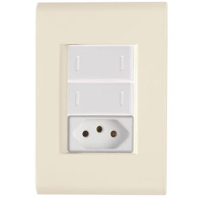 Cj Dois Interruptor Duplo E Tomada 20a Liz Bege Tramontina Completo Pronto Tramontina