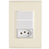 Cj Dois Interruptor Duplo E Tomada 20a Liz Bege Tramontina Completo Pronto Tramontina - 1