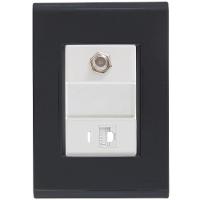 Cj Tomadas Rj45 Ethernet + Tv Coaxial Liz Grafite Tramontina Completo Pronto Tramontina - 1