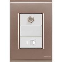 Cj Tomadas Rj45 Ethernet + Tv Coaxial Liz Ouro Velho Tramontina Completo Pronto Tramontina - 1