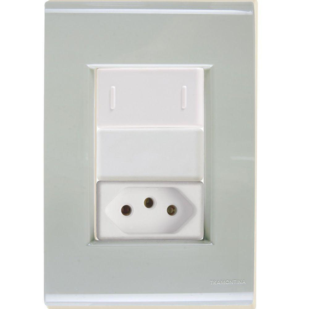 Cj Interruptor E Tomada 10a Liz Verde Ardósia Tramontina Completo Pronto Tramontina - 1