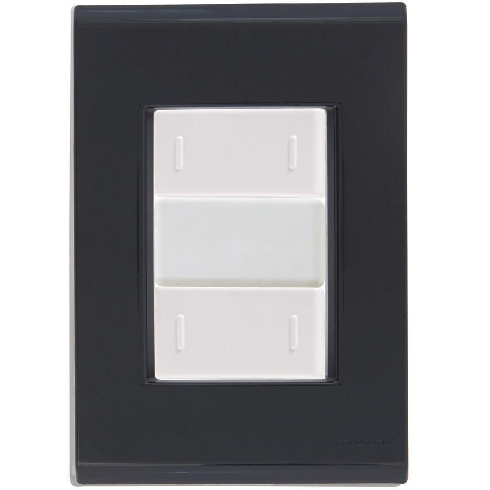 Cj Placa Dois Interruptor Duplo Liz Grafite Tramontina Completo Pronto Tramontina - 1