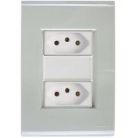 Cj Duas Tomadas Dupla 10a Liz Verde Ardósia Tramontina Completo Pronto Tramontina - 1