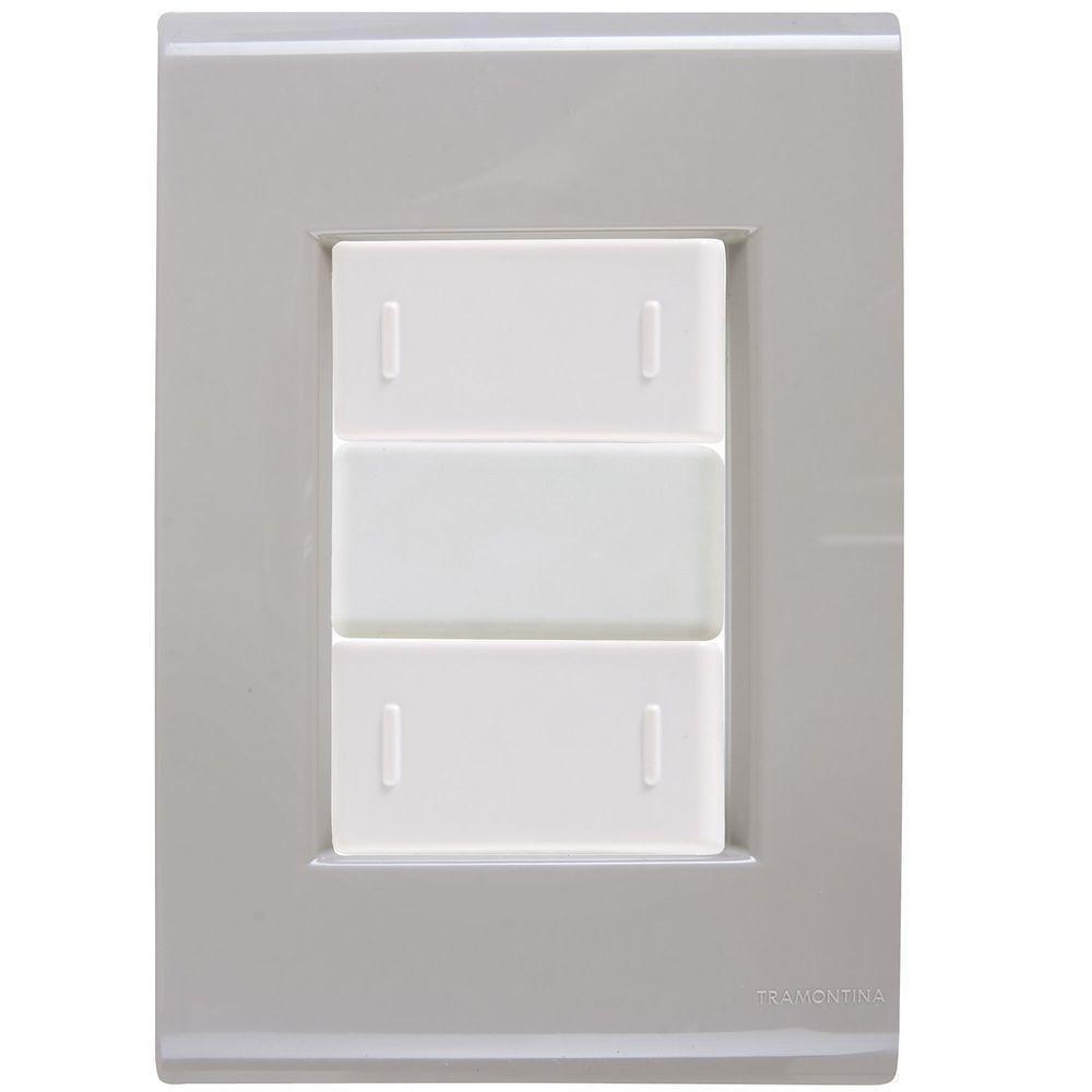 Cj Placa Dois Interruptor Duplo Liz Fendi Tramontina Completo Pronto Tramontina - 1