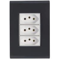 Cj Três Tomadas Tripla 10a Liz Grafite Tramontina Completo Pronto Tramontina - 1