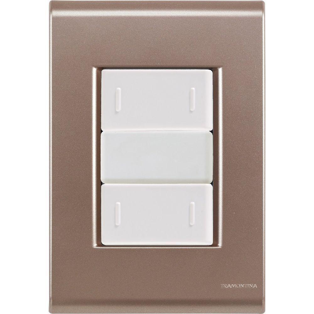 Cj Placa Dois Interruptor Duplo Liz Ouro Velho Tramontina Completo Pronto Tramontina - 1