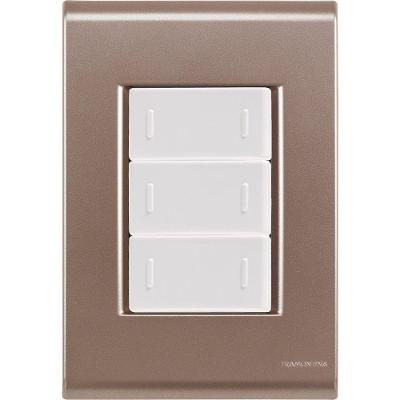 Cj Placa Três Interruptor Triplo Liz Ouro Velho Tramontina Completo Pronto Tramontina