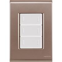 Cj Placa Três Interruptor Triplo Liz Ouro Velho Tramontina Completo Pronto Tramontina - 1