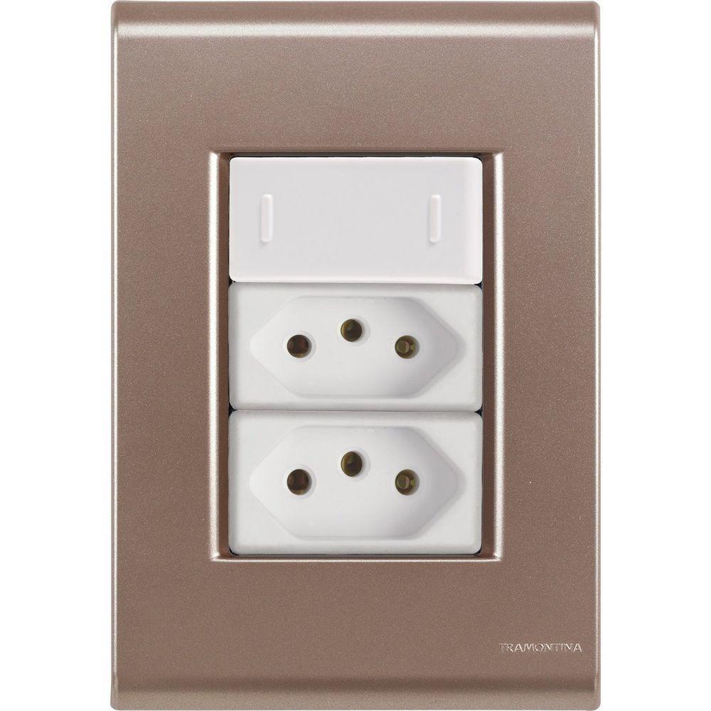 Cj Interruptor E Duas Tomadas 10a E 20a Liz Ouro Velho Tramontina Completo Pronto Tramontina - 1