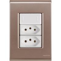 Cj Interruptor E Duas Tomadas 10a E 20a Liz Ouro Velho Tramontina Completo Pronto Tramontina - 1