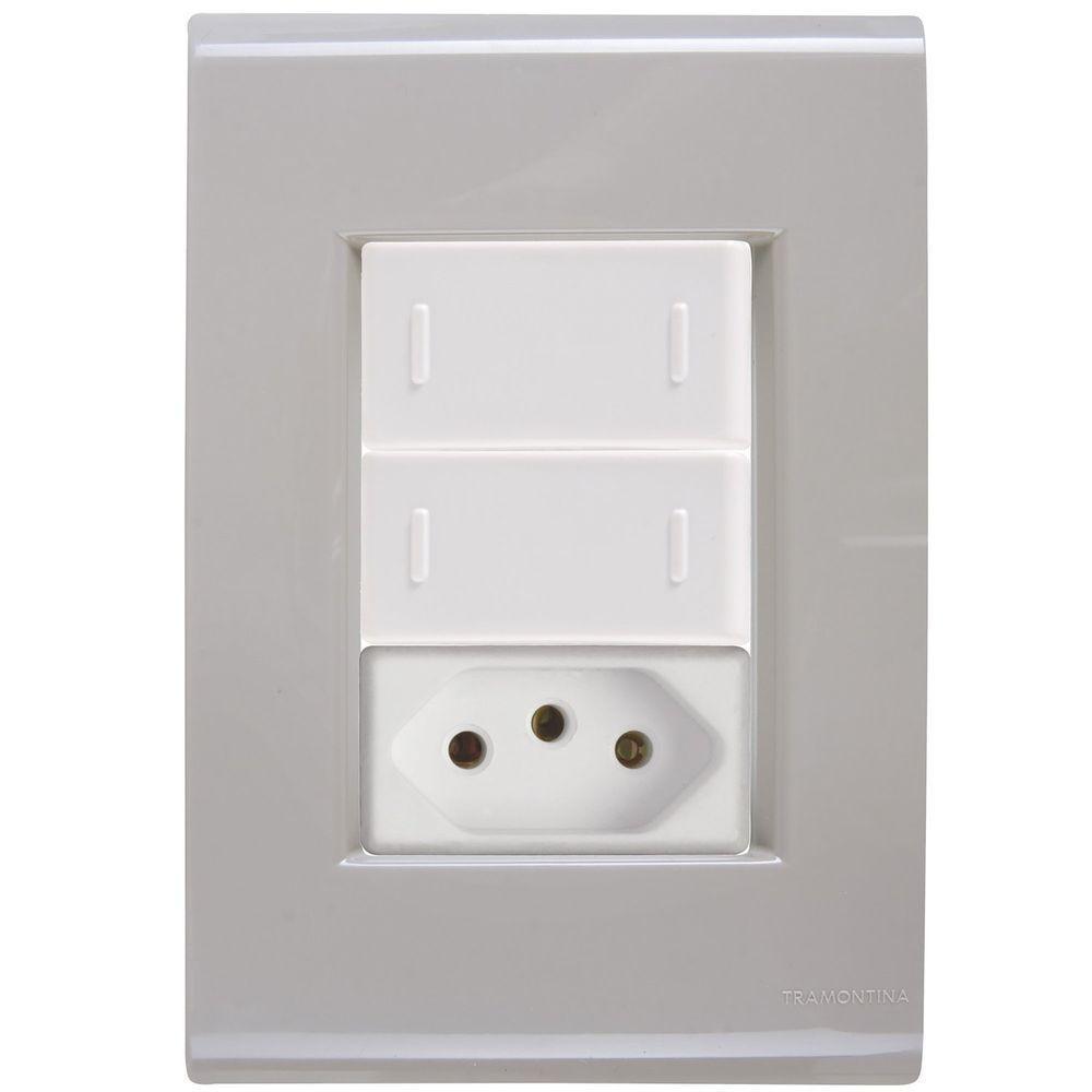 Cj Dois Interruptor Duplo E Tomada 20a Liz Fendi Tramontina Completo Pronto Tramontina - 1