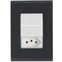 Cj Dois Interruptor Duplo E Tomada 20a Liz Grafite Tramontina Completo Pronto Tramontina - 1