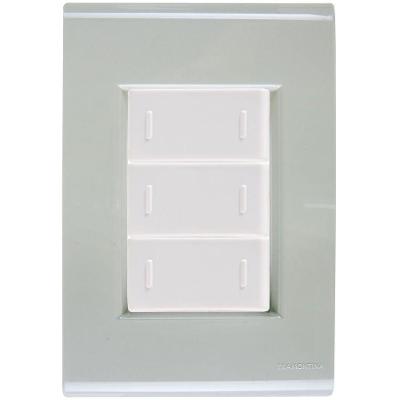 Cj Placa Três Interruptor Triplo Liz Verde Ardósia Tramontina Completo Pronto Tramontina