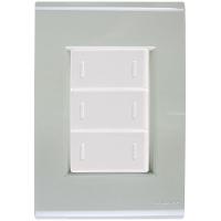 Cj Placa Três Interruptor Triplo Liz Verde Ardósia Tramontina Completo Pronto Tramontina - 1