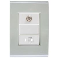 Cj Tomadas Rj45 Ethernet + Tv Coaxial Liz Verde Ardósia Tramontina Completo Pronto Tramontina - 1