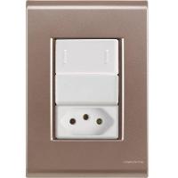 Cj Interruptor E Tomada 10a Liz Ouro Velho Tramontina Completo Pronto Tramontina - 1