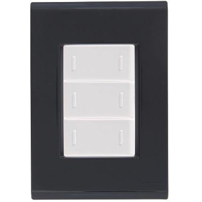 Cj Placa Três Interruptor Triplo Liz Grafite Tramontina Completo Pronto Tramontina