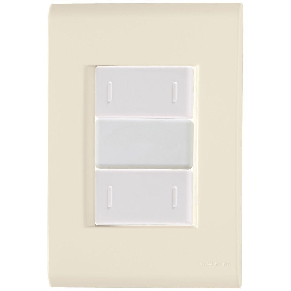 Cj Placa Dois Interruptor Duplo Liz Bege Tramontina Completo Pronto Tramontina - 1