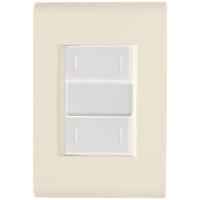 Cj Placa Dois Interruptor Duplo Liz Bege Tramontina Completo Pronto Tramontina - 1
