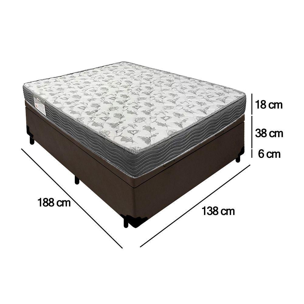Cama Box Baú Casal Sintético + Colchão De Espuma D33 - Sereneprime - 138cm Marrom - 7