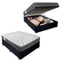 Cama Box Baú Casal Sintético + Colchão De Espuma D33 - Sereneprime - 138cm Preto. - 1