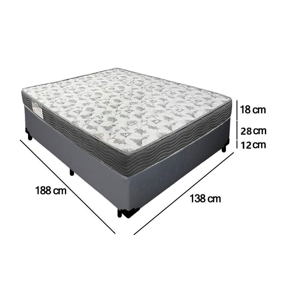 Cama Box Casal Sintético + Colchão De Espuma D33 - Sereneprime - 138cm Cinza - 9