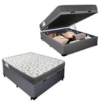 Cama Box Baú Casal Sintético + Colchão De Espuma D33 - Sereneprime - 138cm Cinza - 1