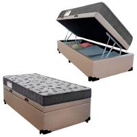 Cama Box Baú Solteiro Sintético + Colchão De Espuma D33 - Sereneprime - 88cm Bege. - 1