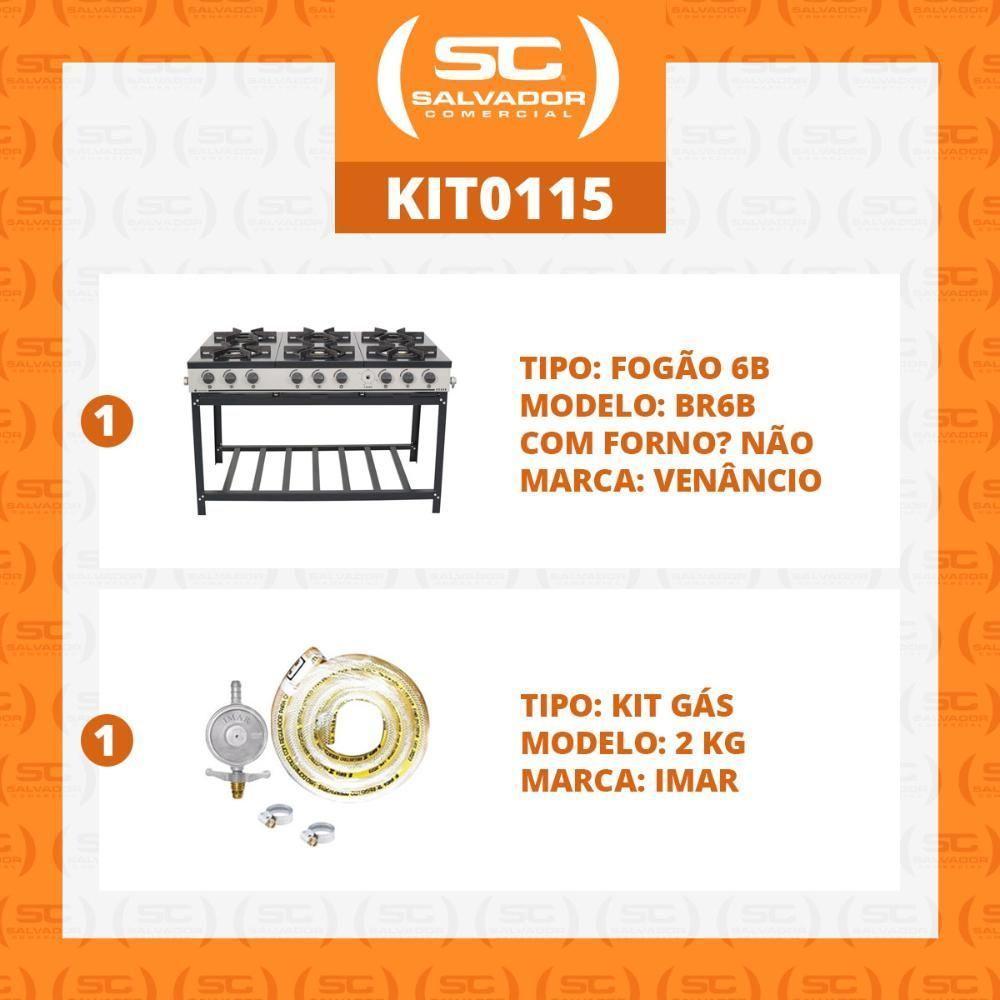 Kit - Fogão Gás Bravo 6b Br6b + Kit Gás 2kg - Venâncio - 2