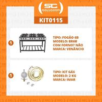 Kit - Fogão Gás Bravo 6b Br6b + Kit Gás 2kg - Venâncio - 2