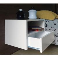 Mesa De Cabeceira Nicho Com Gaveteiro Suspenso De Parede Off White Laca - 3