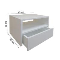 Mesa De Cabeceira Nicho Com Gaveteiro Suspenso De Parede Off White Laca - 4